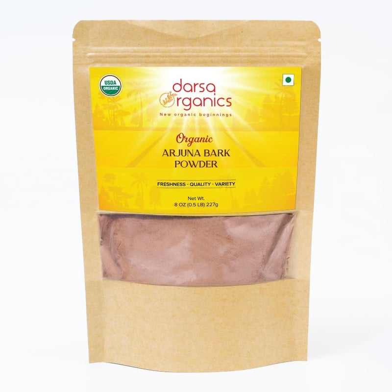 Darsa Organics Arjuna Powder, 8 oz - USDA Organic Terminalia Arjuna for Cardiovascular Support, Heart Health and Blood Pressure Maintenance, Arjuna Bark Powder, Non-GMO, Gluten-Free, Kosher - Image 1